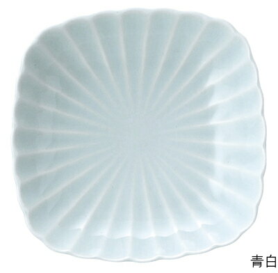 Other - かすみ 12cm 角丸小皿 青白日本製 美濃焼 12cmx2.5cm リムの彫模様が美しい シンプルなスクエア皿