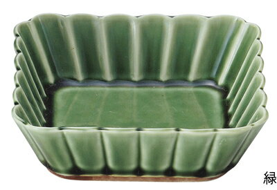かすみ 11cm 浅角小鉢 緑11.3x3.2cm 日本製 美濃焼 松花堂弁当箱対応の四角鉢