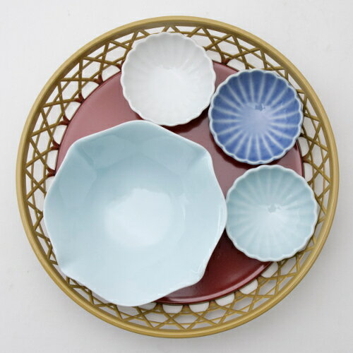 松花堂 4品籠盛「風鈴」 23cm篭と小鉢4点のセット　日本製