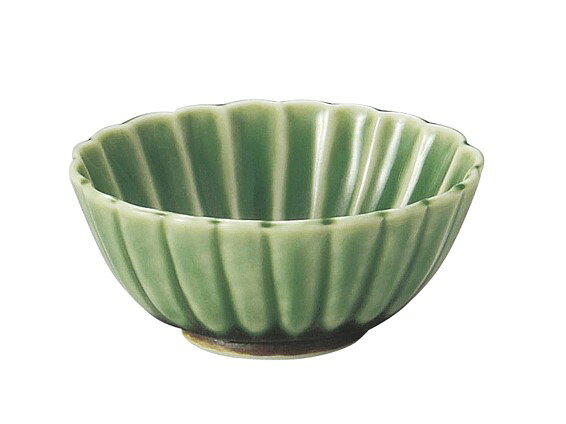 Mino Ware - 霞 楕円7cm ミニ小鉢 緑7.3x5.8x3.2cm 9仕切り松花堂弁当箱対応小鉢
