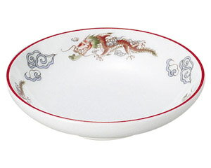 Rakuten - 萬漢龍 12cm 深4.0取皿 (白磁朱巻き) 中華食器