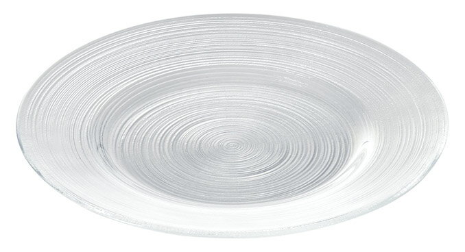 イマージュ 21cm ガラスリムプレート (トルコ製)21.2x1.9cm ガラス製メイン サラダ 冷製パスタ ポワレ フリット