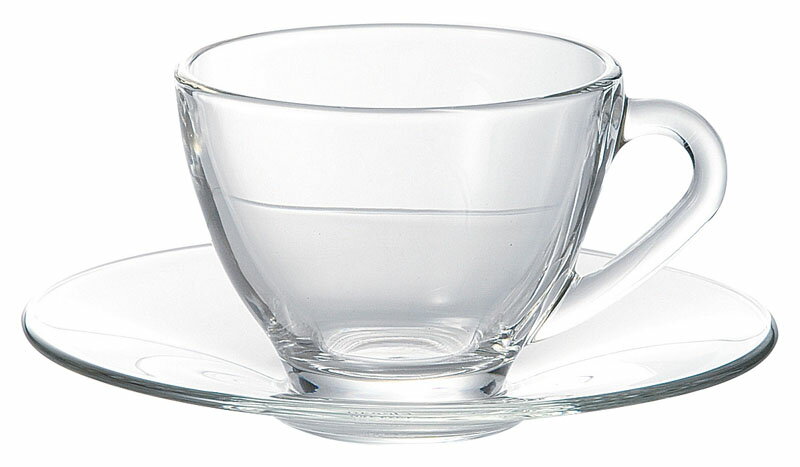 コスモス 190ml ガラス ティーカップ＆ソーサー C11x8.9x6.7cm 190cc S15.2x2.1cm タイ製