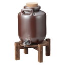 茶釉 焼酎サーバー 6750cc 木台付 3升 本体サイズ 胴径19cmx高さ27cm 木台28x14cm 日本製 保存用かめ お酒のタンクシンプルで落ち着いた渋い風合い シックな色味業務用 店舗用特大サイズ
