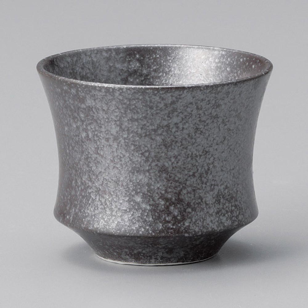 黒銀釉 180cc 反型 ロックカップ8x6.4cm ウイスキー 水割り 焼酎 冷酒 甘酒 和カクテル デザートカップ..