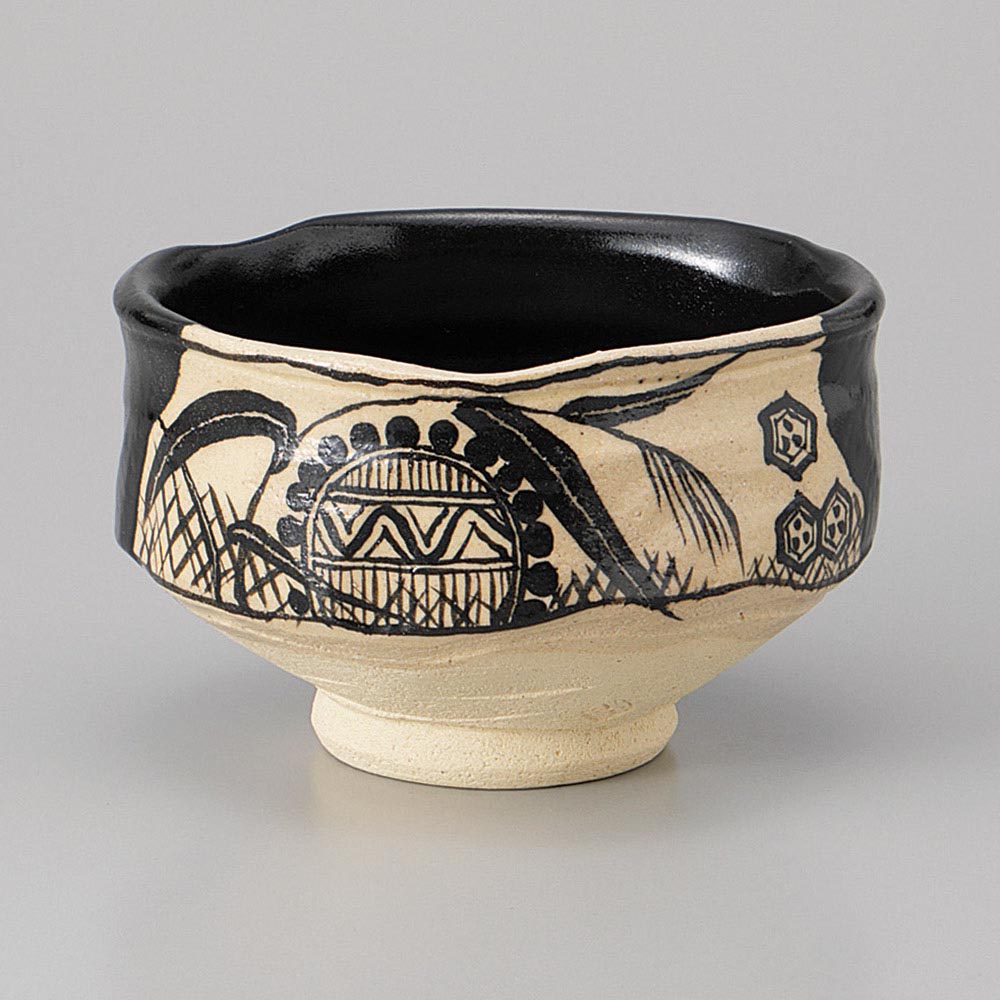 黒織部抹茶碗13x8.5cm土物木...