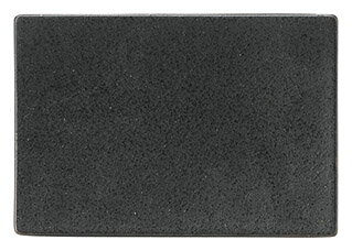Mino Ware - 黒耀kokuyo 16cm 長角 串皿15.8x10.9x1.8cm　土物のような質感の釉薬 シャープなライン 日本製 美濃焼やきとり 焼き魚 串揚げ の四角皿