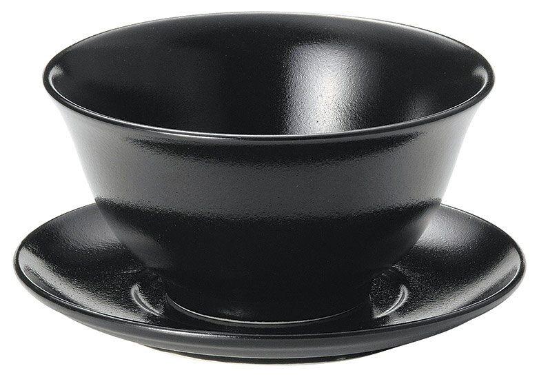 Ramen Bowls - 黒柚子 受け皿付 反深口丼 18.3cmx9.6cm 1320cc皿直径21cm　ラーメン 中華丼 担担麺 まぜそば つけ麺日本製