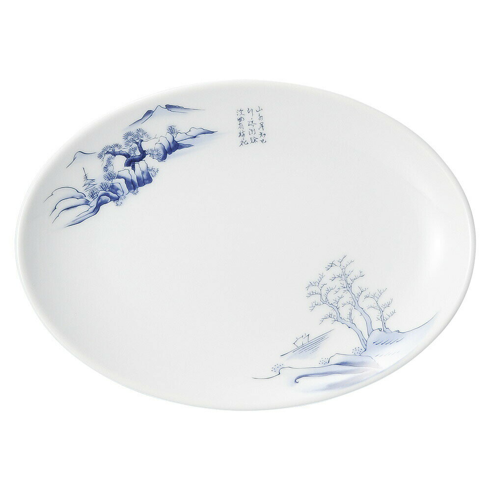 Oval Dishes - 渓山水 23cm メタプラター　23.3x16.8x2.5cm　日本製
