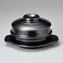 チゲ鍋セット 14cm (蓋・受け皿付き)鍋14x11cm 楕円敷台(メラミン樹脂)21.5x17.x2.3cm 直火で使える耐熱陶器製チゲ・ビビンバボウル