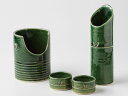 織部釉 青竹 おもてなし冷酒器セット アイスペール11x13.5cm 注器6.4x21.8cm 盃6.3x3.5cm 冷酒 日本酒 吟醸酒 焼酎 にごり酒 梅酒 どぶろく日本製