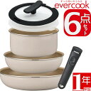 【マラソン限定★P10倍＋エントリーでさらにP4倍】【あす楽】evercook エバークック EFIS6IV 着脱6点セット アイボリー フライパン IH対応/ガス対応/全熱源対応 1年保証 ドウシシャ