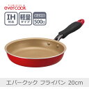 【あす楽】エバークック フライパン 20cm レッド|EIFP20RD3 片手鍋 軽量化 全熱源対応 IH対応 PFOA不使用 evercook 500日保証 ドウシシャ
