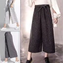 春夏 レディース ボトムス ワイドパンツ クロップド丈 8分丈 7分丈 大きな格子柄 ストライプ ワイド シャリ感 涼感 軽量 ワイドシルエットガウチョパンツ スカーチョ スカンツ クロップドパンツ パンツ ゆる