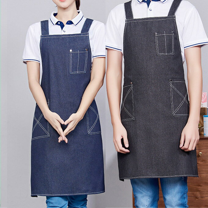 [本日 ポイント5倍! ] デニム エプロン 男女兼用 インディゴ レディース メンズ ユニセックス ホワイト..