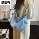 デニム バッグ ショルダーバッグ ヘビーオンス 厚手 丈夫 頑丈 スクエア インディゴ 男女兼用レディース メンズ 肩がけ 斜め掛け ジーンズ素材 Gパンと同素...