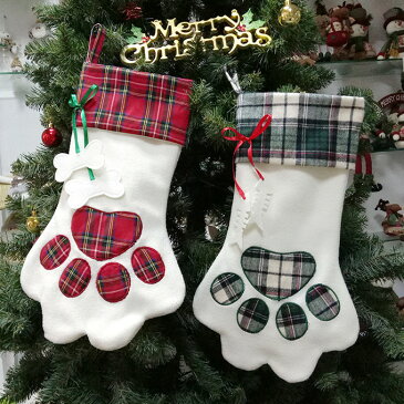 クリスマスプレゼント用バッグ 可愛い クマの手柄 靴下 ソックス かわいい X'masChiristmas ギフトバッグ 袋 巾着 フリース ツリー 雪柄 アップリケ ワッペン チェック プレゼント包装 サンタクロース