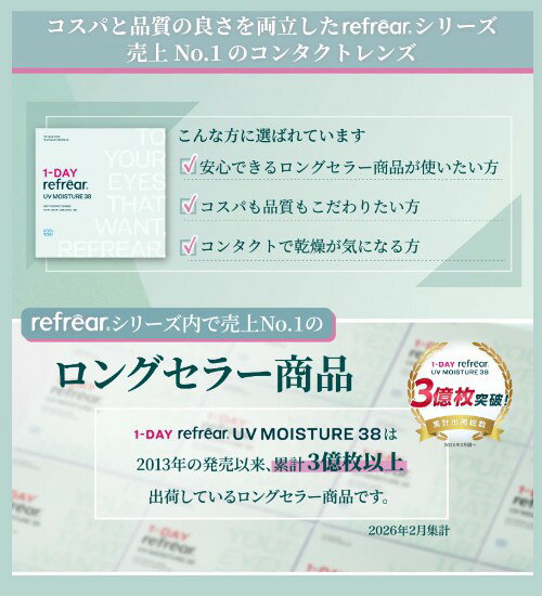 ワンデーリフレアUVモイスチャー38 30枚入 4箱 1DAY Refrear Moisture 38 1日使い捨て ソフトコンタクトレンズ クリア 透明 ソフトレンズ コンタクトレンズ 高品質クリアコンタクトレンズ ワンデー リフレア sakuracl-10006970 I.C(アイシー)〜さくら〜 サンプル画像3