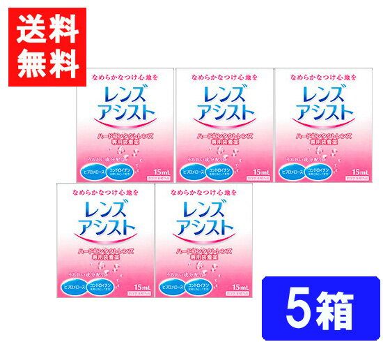 エイコー レンズアシスト 15ml ハード専用コンタクトレンズ装着液 5箱