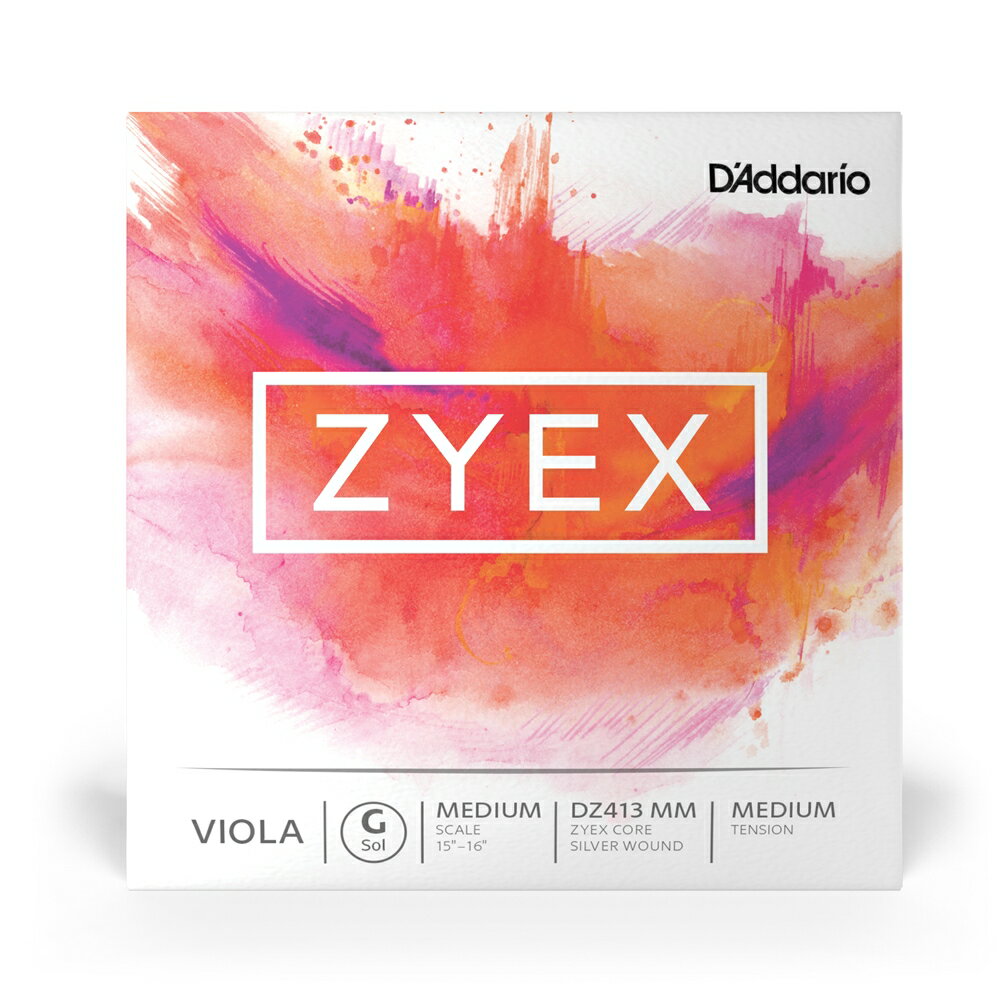 Zyex Viola Strings Zyexのヴィオラ弦はこだわりのあるミュージシャンのためにデザインされました。パワフルなサウンドを出すために、高度に洗練されたZyexシンセティックコア材料で作られています。弦のテンションは最高の弓へのレスポンスを得るためにオプティマイズされています。Zyexコアはそれぞれの弦のピッチの安定性とブレーク・イン・タイムの速さ、力強さに加えガット弦のようなお腹に響くサウンドを提供します。