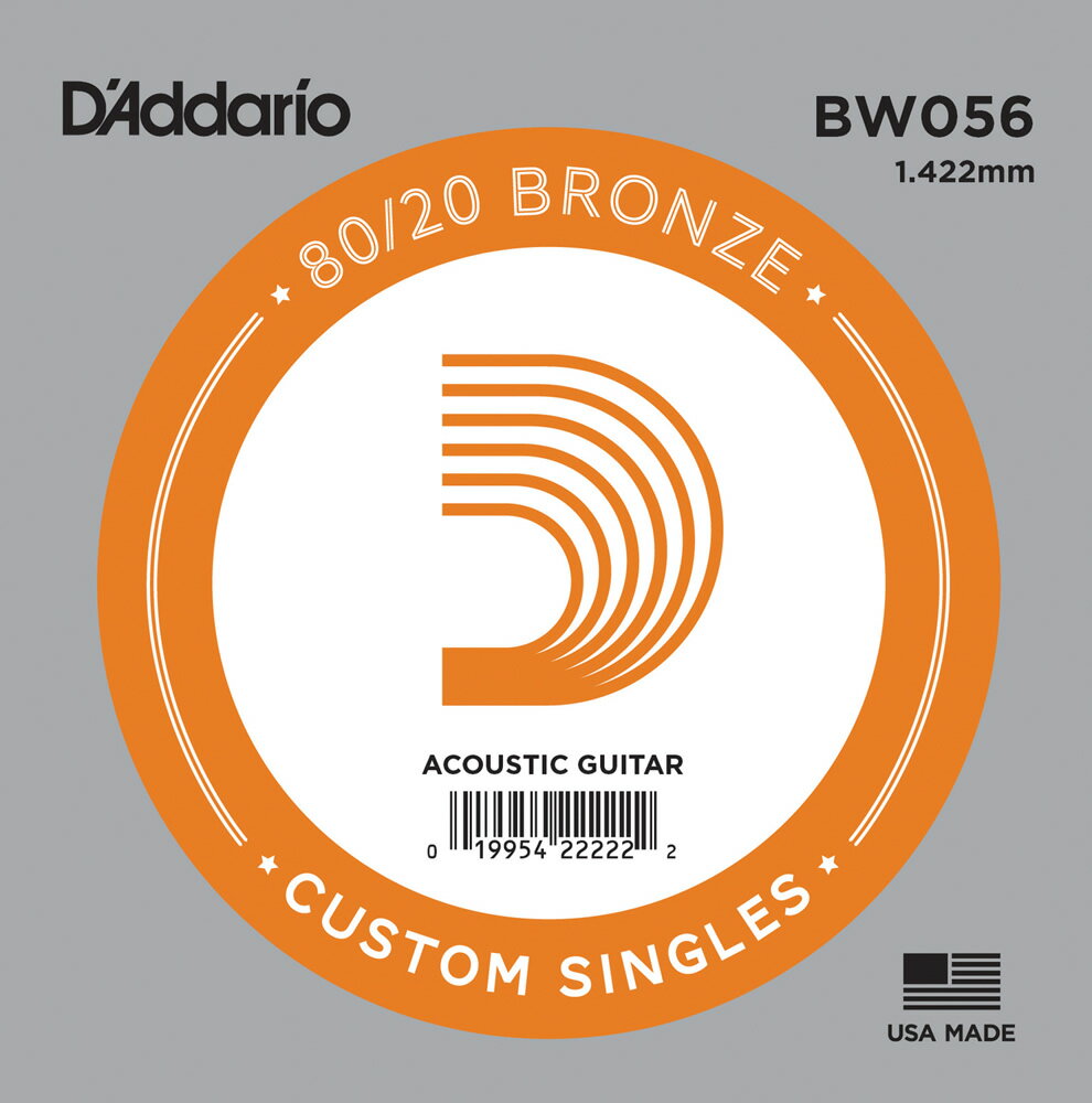 D'Addario アコースティックギター バラ弦 5本セット BW056 80/20 Bronze＊