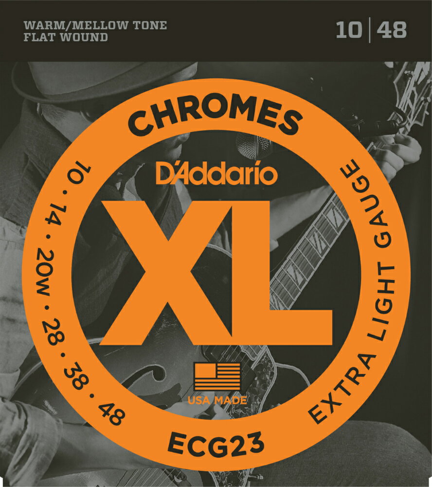 【5と0のつく日はエントリーでポイント4倍】D'Addario ダダリオ エレキギター弦 ECG23 "XL Chromes Flat Wound" [daddario エレキ弦 ECG-23]【ゆうパケット対応】＊