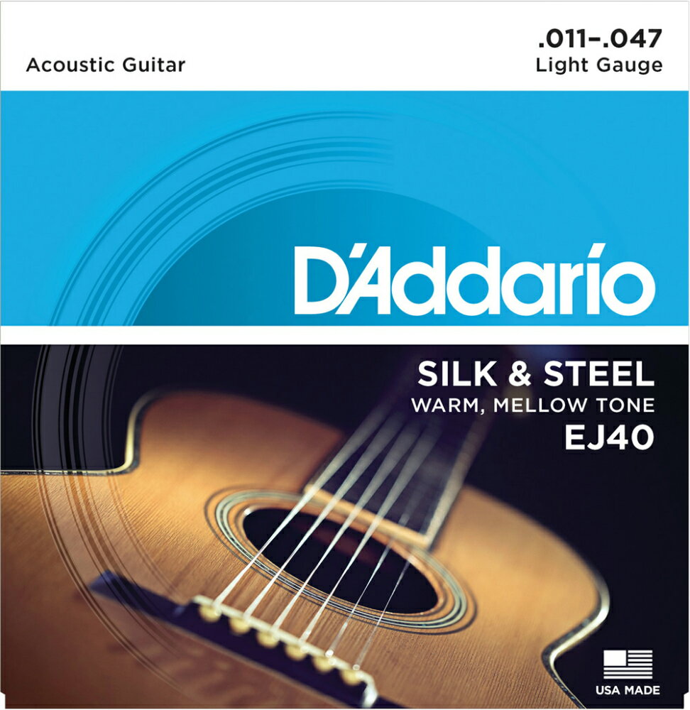 D'Addario ダダリオ アコースティックギター弦 EJ40 "Silk & Steel Folk Guitar" ＊