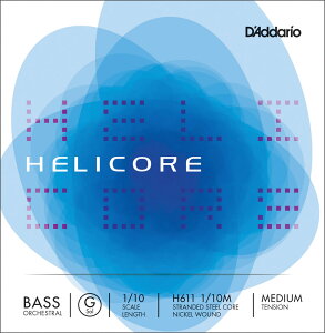 【5と0のつく日はエントリーでポイント4倍】D'Addario ウッドベース弦 H611 1/10M Helicore Orchestral Bass Strings / G-MED (バラ弦/ミディアム)【ダダリオ daddario コントラバス】【ゆうパケット対応】＊