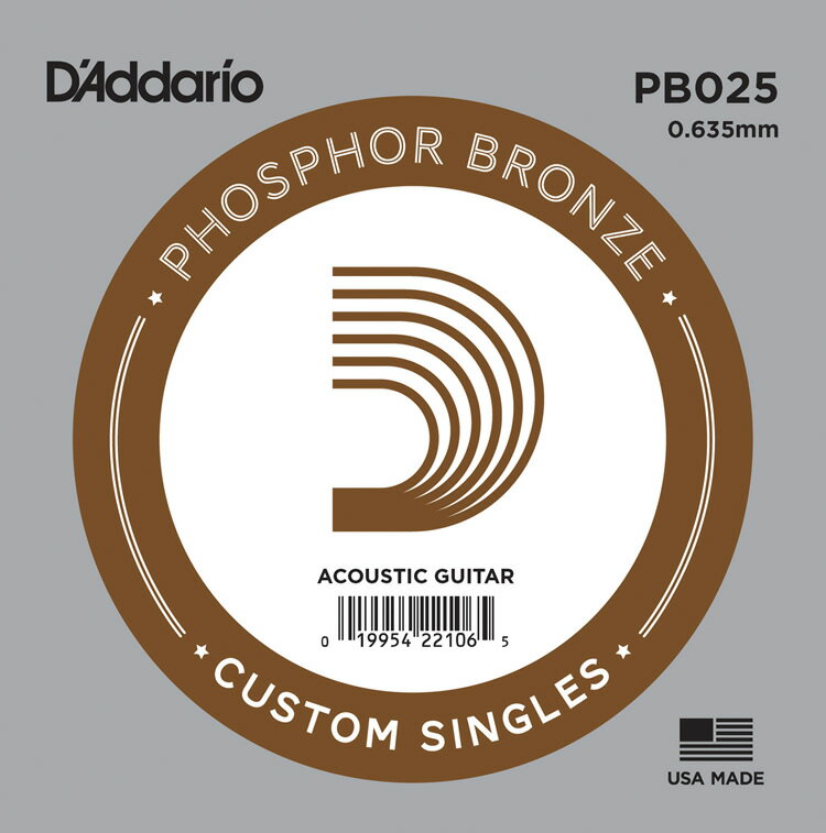 D'Addario アコースティックギター バラ弦 5本セット PB025 Phosphor Bronze＊