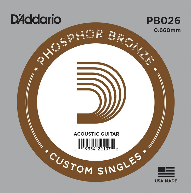 D'Addario アコースティックギター バラ弦 5本セット PB026 Phosphor Bronze＊