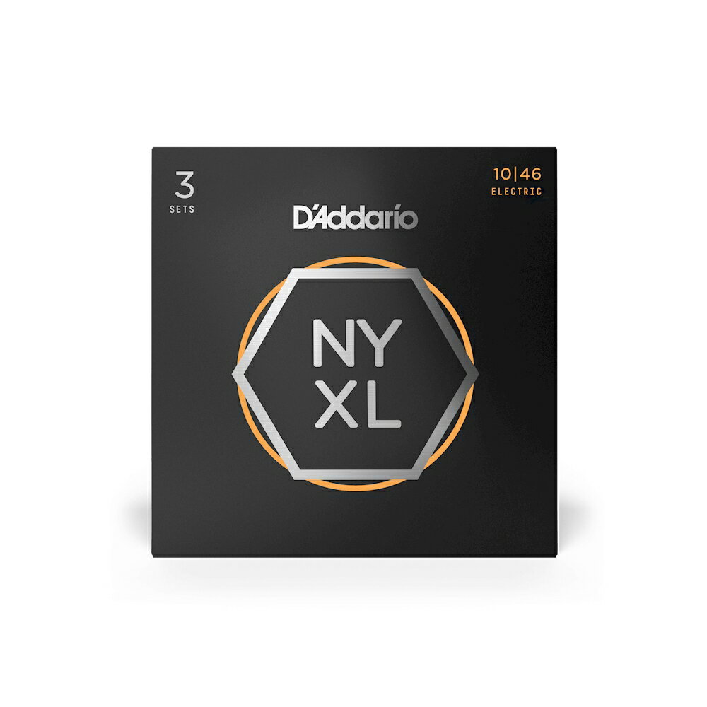 D'Addario エレキギター弦 NYXL Regular Light NYXL1046-3P次世代のエレキギター弦「ダダリオ NYXLシリーズ」のお得な3セットパック。緻密にデザインされたD'Addario NYXLギター弦は、従来の弦よりもよりしなり、より大きな音を奏でるだけでなく、チューニングの安定性も向上しています。D'Addario社が新たに独自で開発した高炭素カーボンスチールを芯線とプレーン弦に採用しており、従来の弦よりも強度が高く、チューニングの安定性が131%も高まりました。ゲージ: .010 / .013 / .017 / .026 / .036 / .046