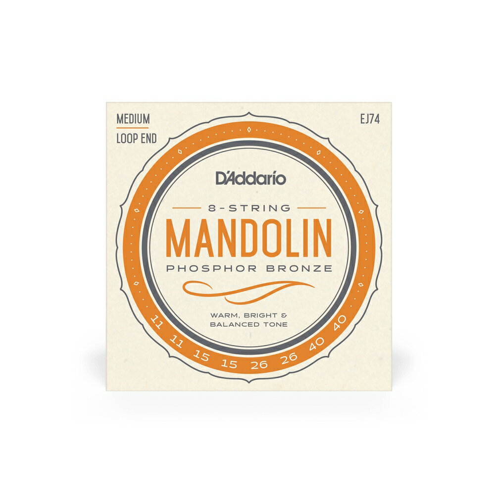 D'Addario マンドリン弦 フォスファーブロンズ Medium EJ74 Set Mandolin Phosphor Bronze Medium 11-40ゲージ: Plain Steel .011/.011, 015/.015, Phosphor Bronze Wound .026/.026, .040/.040