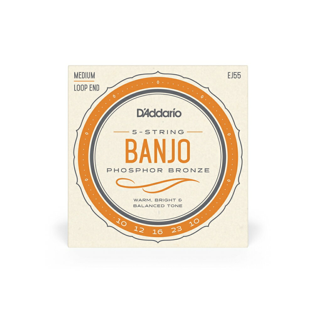 D'Addario バンジョー弦 フォスファー Medium 5弦 EJ55 5-String Banjo, Phosphor Bronze, Medium, 10-23ゲージ:.010 / .012 / .016 / .023 / .010チューニング:D-B-G-D-G