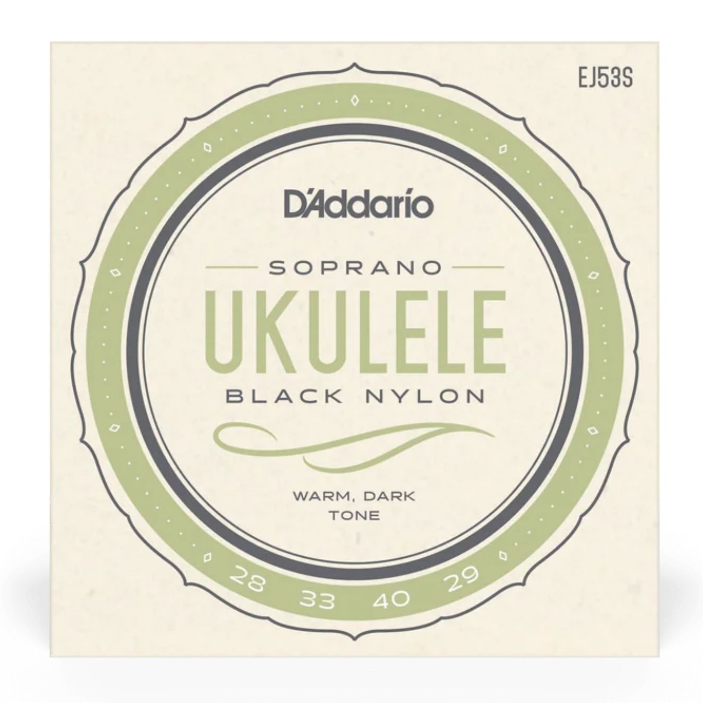 D'Addario ウクレレ弦 Pro-Art? Rectified Black Nylon Soprano EJ53S D’Addarioのブラック・ナイロン弦は、センターレス研磨工程により、最上級のスムーズさで、驚くほど正確なサイズに仕上げられています素晴らしいフィーリングと他に類のない温かみのあるサウンド、長寿命のアコースティックトーンが特徴Scale：SopranoTuning：GCEA