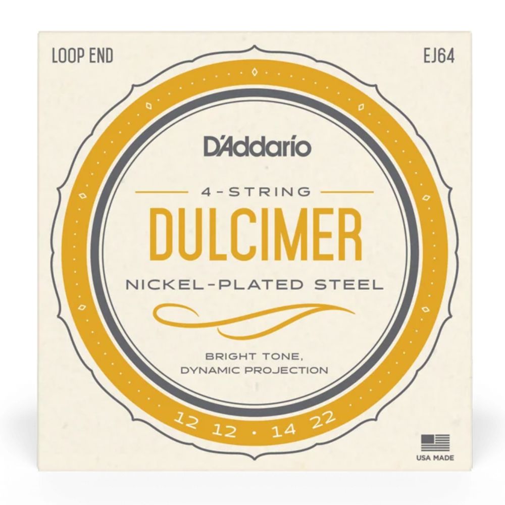 D'Addario ダルシマー弦 ニッケル 4弦 EJ64 EJ64 4-String Dulcimer StringsDesigned specifically for the 4-string dulcimerContains 3 plain steel strings and one nickelplated steel wound on steel string