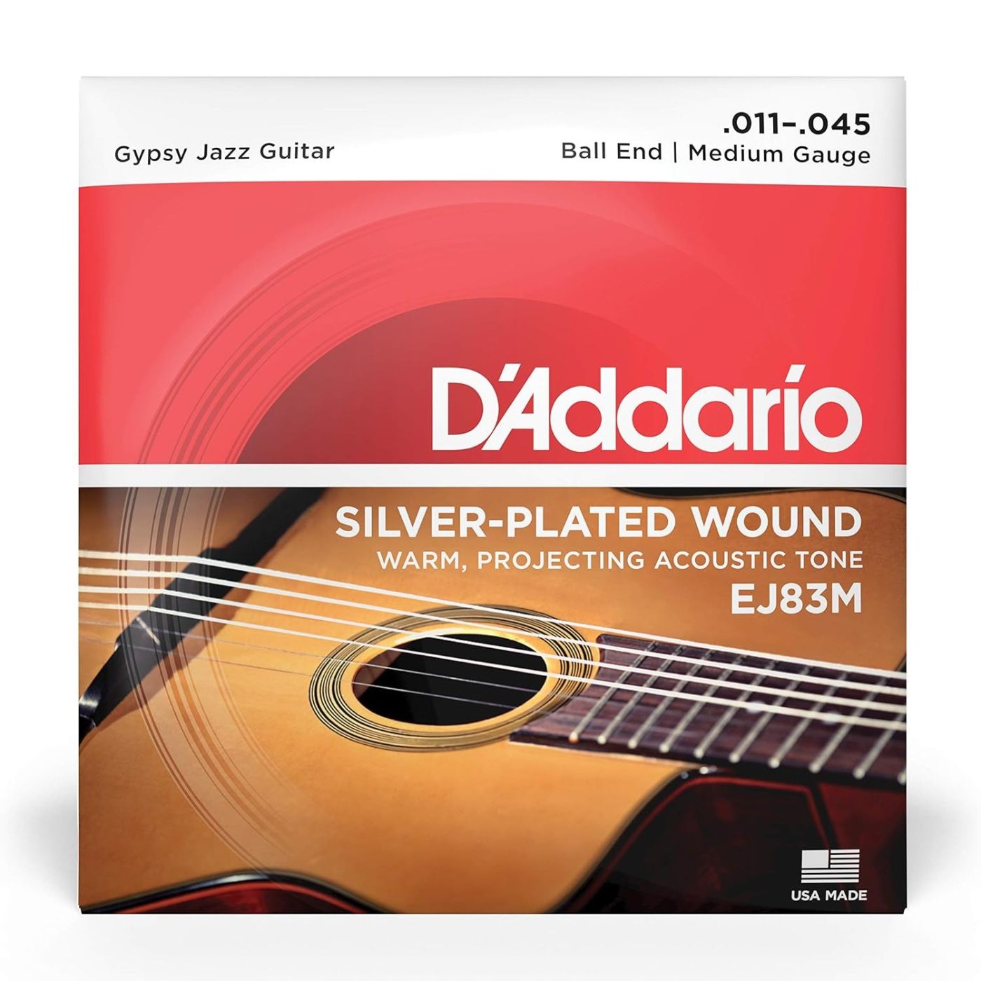 D'Addario ジプシージャズギター弦 ボールエンド仕様 Medium EJ83M Set Medium 11-45ゲージ: Plain Steel .011, .015, Silver-plated Copper Wound .024, .029, .035, .045