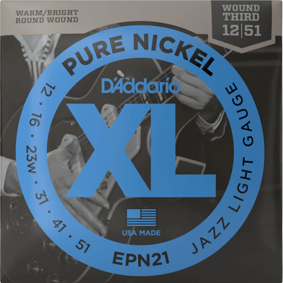 D'Addario ダダリオ エレキギター弦 Jazz Light EPN21 【 ピュアニッケルdaddario エレキ弦 EPN-21 】【5と0のつく日はエントリー等でポイント4倍】【ゆうパケット対応】＊