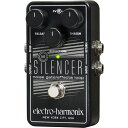 Silencer Noise Gate/Effects Loop Silencerは単体のペダルからペダルボード全体まで制御する高性能ノイズゲートです。 3つのコントロールによりあなたのシステム、楽器、プレイスタイルに合わせて細かな設定が可能です。スレッショルドはゲートが効き始める入力信号のレベルを設定します。リダクションはゲートが作動した際の信号レベルの減衰具合を調整します。リダクションの幅は-70dBから+4dBの間で設定が可能です。リリースは入力信号のレベルがスレッショルドを下回ってからゲートが閉じるまでの時間を設定します。リリースタイムは8msから最大4secまで設定可能です。 入出力はインプット、アウトプット、センド、リターンを装備しており、フットスイッチでオン/バイパスを切り替えますが、ゲートがオンでもバイパスモード（バッファードバイパス）でもエフェクトループは常に有効です。本機は9V電池 x 1または別売のElectro-Harmonix JP9.6DC-200 ACアダプター(9VDCセンターマイナス)で駆動します。 Silencerでノイズを打破しましょう！ 3つのコントロールで細かな設定が可能 インライン・ノイズゲートとして、またはエフェクトループ全体のゲートとしても使用が可能 最大-70dBのノイズリダクションが可能 リリースタイムは8msから最大4secまでの設定が可能 バッファード・バイパス 9V電池 x 1または別売のElectro-Harmonix JP9.6DC-200 ACアダプター(9VDCセンターマイナス)で駆動