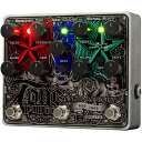 Tone Tattoo analog multi-effects pedal アナログ・ディレイのMemory Toy、アナログ・コーラスのNeo Clone、ディストーションのMetal Muff、Electro-Harmonixの人気機種3つが合体してマルチ・エフェクターになりました。さらに本機だけの機能としてノイズ・ゲートも装備しています。 エフェクトはそれぞれが完全に独立しており、それぞれのセクションのオン／オフを個別で行うことが可能です。コントロール・ノブはリアルタイムで操作でき、スクロールしないといけないメニューや、場面によって機能が切り替わるようなこともありません。 このTone Tattooを使うことは3種類のペダルを使用するのと同じ効果が得られますが、パッチケーブルは不要で、電源アダプターは1個だけ。ペダルボード上で必要なサイズもペダル1つ分です。 3種類のエフェクトが使用可能&nbsp; 【Metal Muff】Distortion 　Mid Scoop witch(HI/LO/OFF)/Gate/Threshold&nbsp; 【Neo Clone】Analog Chorus 　Depth Switch&nbsp; 【Memory Toy】Analog Delay Delay Time 30mS〜550mS Buffered Bypass 寸法：144mm(W) x 119mm(D) x 60mm(H)&nbsp; 650g 電源：9V DC センタ・[マイナスアダプター JP9.6DC-200（付属）