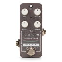 Pico Platform Compressor / Limiter EHX Pico Platform Compressor / Limiterは、Picoサイズのパッケージに収められたパワフルで多用途なスタジオスタイル・コンプレッサーです。　Pico Platformは、フルサイズのStereo Platformのコンプセクションを凝縮したもので、スムーズなスタジオクオリティのコンプレッションをペダルボードに収めたい方に最適です。　2つのモードとHard/Sort Kneeコンプレッション・オプションを搭載し、プロ仕様の精度でダイナミクスを表現します。 Pico Platformコンプレッサー/リミッターはあらゆる楽器で使用することができ、出力シグナルのボリュームを正確かつパワフルにコントロールでき、もちろんリードのサステインも拡張が可能です。ダイナミック・コントロールを若干加えることで、信号のピークや谷間をフラットにしたり、サウンドを実際に絞り込んでサステインとアタック感を追加したりできます。Pico Platformはトランスペアレントでトーン・カラーリングがないため、非常に汎用性が高く、既存のセットアップに簡単に組み込むことができます。 Pico Platformのコントロール・セットは、シンプルかつ包括的です。　Sustainコントロールを使ってコンプレッサーのレシオやリミッターのスレッショルドを調整し、繊細な効果から極端な効果まで得ることができます。　Blendノブの追加により、アタックとトーンを維持しながらシームレスなサステインを追加できます。　Attackコントロールを調整することで、トランジェント後にコンプレッサーが作動するタイミングを設定します。　ModeボタンでCompressorとLimiterのモード、Soft KneeとHard Kneeのコンプレッション・カーブを選択し、よりスムーズなコンプレッション・スタイルとドラマチックなコンプレッション・スタイルを選択することができます。 ダイナミクスを正確に調整するスタジオスタイルのコンプレッサー/リミッター 幅広いコンプレッション・スタイルに対応するコンプレッサー/リミッターモード ハード・ニー/ソフト・ニーのコンプレッション・カーブを選択可能 Sustainはコンプレッサー・レシオまたはリミッター・スレッショルドを調整 Attackはアタック・タイムを調整 Blendはドライ/ウェットの比率を調整 全体の出力レベルを調整するボリューム・コントロール 電源アダプター付属