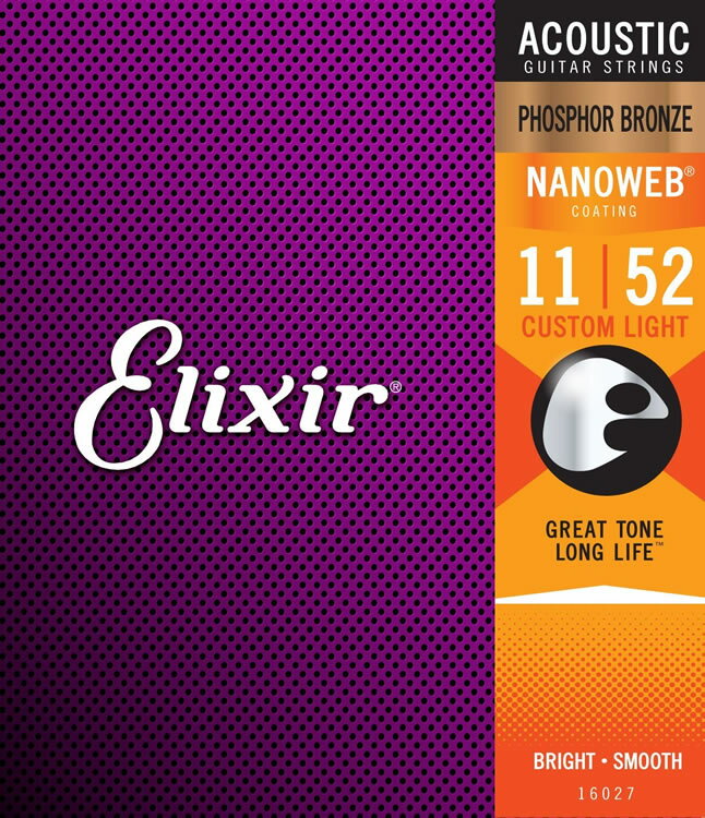 Elixir エリクサー アコースティックギター弦 ナノウェブ Custom Light  #16027 