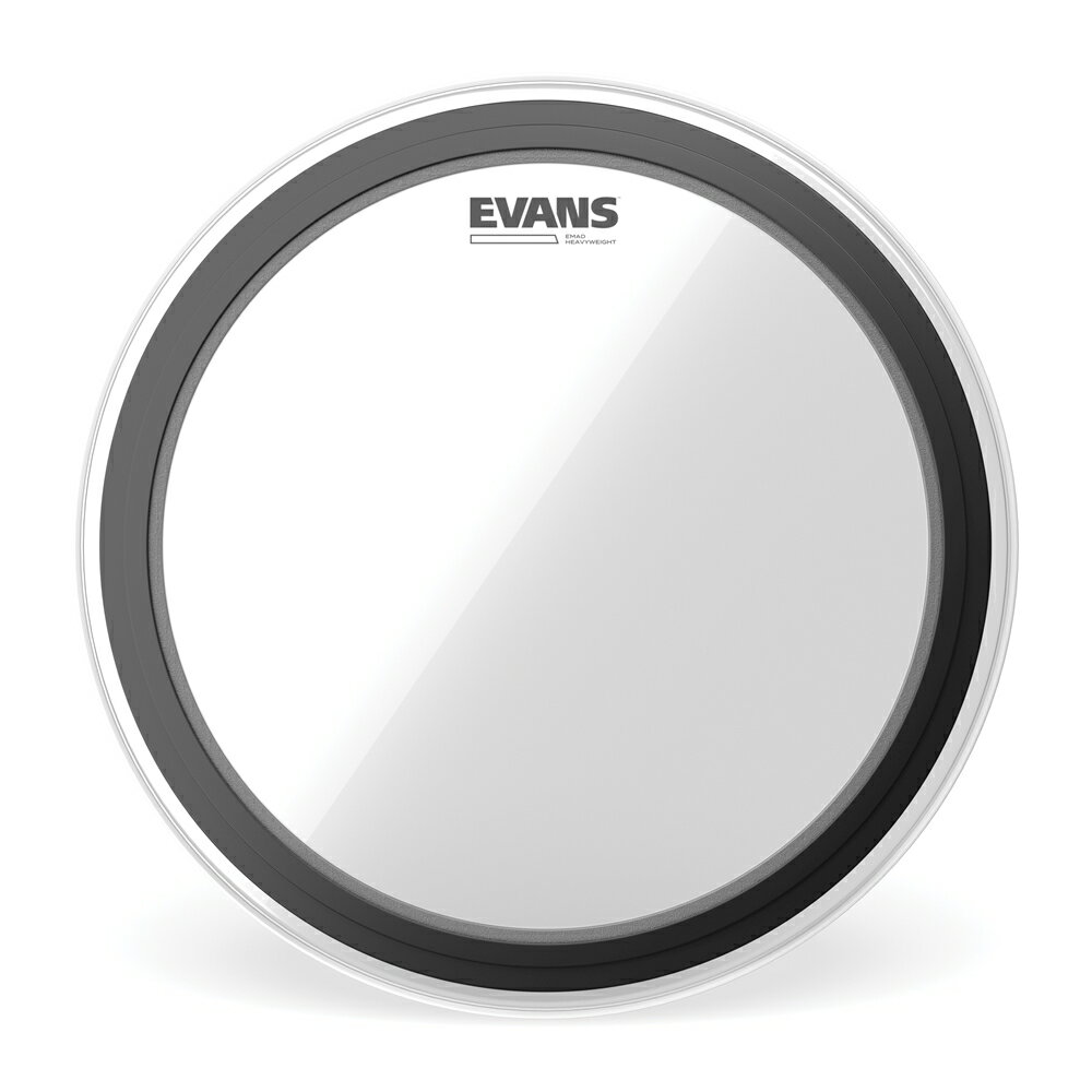 EVANS EMAD Heavyweight Bass Drumhead EMADシステムはEVANS独自のサウンド・コントロールシステムで、バスドラムヘッドを取り外すことなく交換可能な、幅の違う2種類のウレタン製ミュートリング(ダンピングリング)が付属しており、好みのミュートの度合いに合わせ簡単に脱着できます。 EMAD搭載バスドラムヘッドシリーズ中、EMAD シリーズ・バスドラムヘッドに、高い耐久性と音量、音圧を誇る EMAD Heavyweight は2-ply、10mil+10milのフィルムを使用。 Level360テクノロジー搭載で、広いダイナミックレンジに加えて、EMADシリーズトップの耐久性と強靭なアタックを持つモデルです。 ・2ply 10mil+10mil、高品質フィルムを使用し、高い耐久性 ・アタックとローが更に強化され、パワフルなサウンド ・Level360テクノロジー搭載で、チューニングレンジが広く、高い安定性 ・EMADシステム搭載で様々な音作りが可能 ・音の分離が良く、レコーディングにもおすすめ