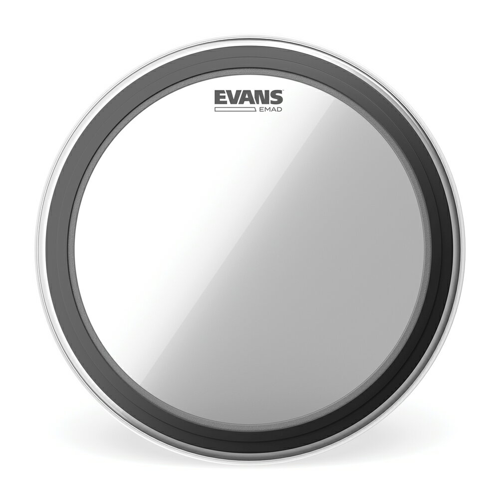 EVANS EMAD Clear / Coated Bass Drumhead EMADはEVANS独自のサウンド・コントロールシステムで、バスドラムヘッドを取り外すことなく交換可能な、幅の違う2種類のウレタン製ミュートリング(ダンピングリング)が付属しており、好みのミュートの度合いに合わせ簡単に脱着できます。 10mil、1プライのフィルムで、オープンなサウンドから、タイトなアタック、ローエンドを効かせたファットサウンドまで、2種類の脱着式ダンピングリングの使用により1枚のバスドラムヘッドで様々な音作りが可能です。 EMADは表面仕上げに、クリアとコーテッドの2バリエーションをラインアップしており、クリアはシェルの鳴りを素直に表現するのに対し、コーテッドは暖かさと深みを増しています。 ・10mil 1plyの高品質フィルム。へこみに強く、サウンドが長持ち ・選べる表面仕上げはクリアとコーテッドの2バリエーション ・Level360テクノロジー搭載で、チューニングレンジが広く、高い安定性 ・EMADシステム搭載で様々な音作りが可能 ・音の分離が良く、レコーディングにもおすすめ