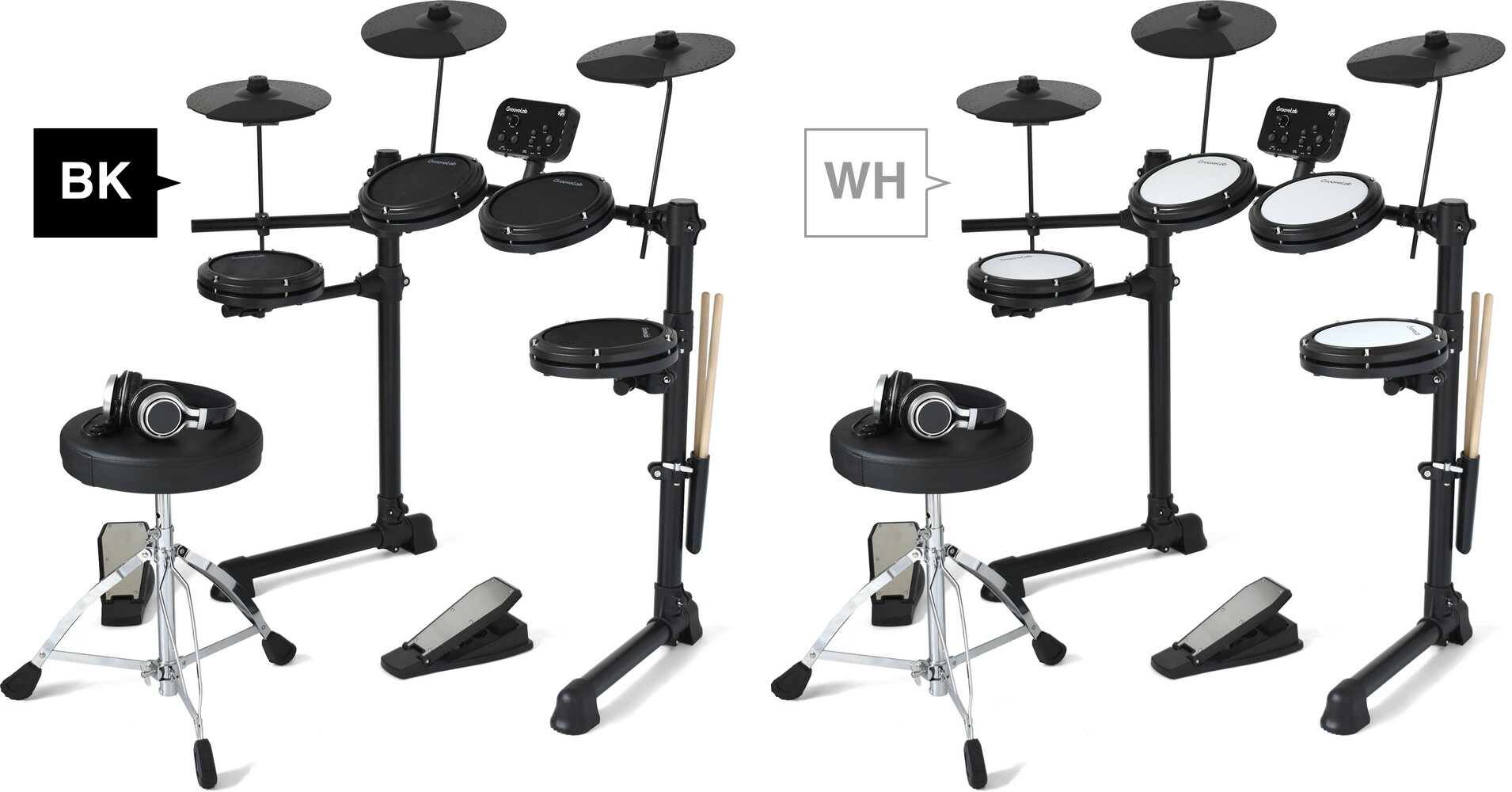 電子ドラム セット メッシュパッド仕様 GrooveLab HitSync GLHS-01 イス、ヘッドフォン、電子ドラム【折りたたみ 防音 静音 初心者 入門 吹奏楽 部活 コンパクト メッシュ デジタル ドラム GLHS01】【5と0のつく日は当店ポイント5倍！】