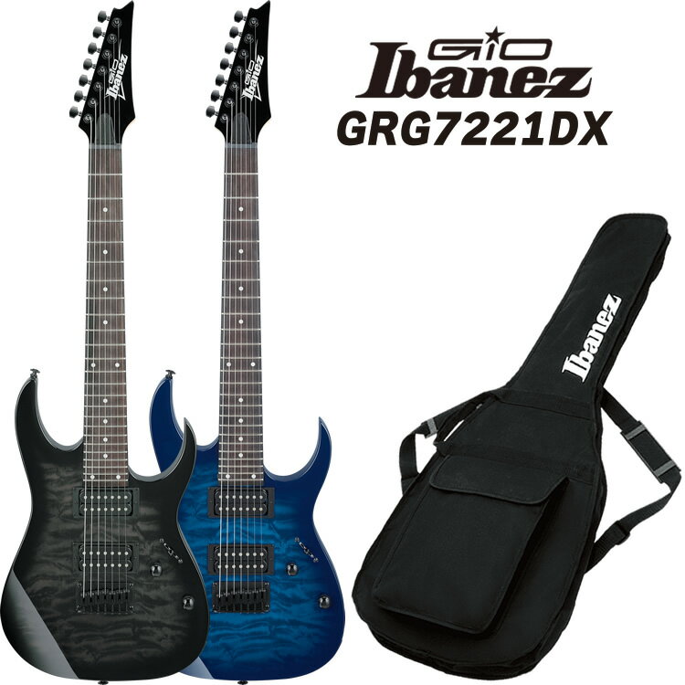 GIO Ibanez ジオアイバニーズ エレキギター 7弦仕様 GRG7221QA (ソフトケース付属)【今だけピック10枚セット付き！】【大型】＊