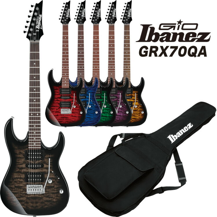 【6月1日はエントリー等でポイント5倍】GIO Ibanez ジオアイバニーズ エレキギター GRX70QA (ソフトケース付属)【大型荷物】＊