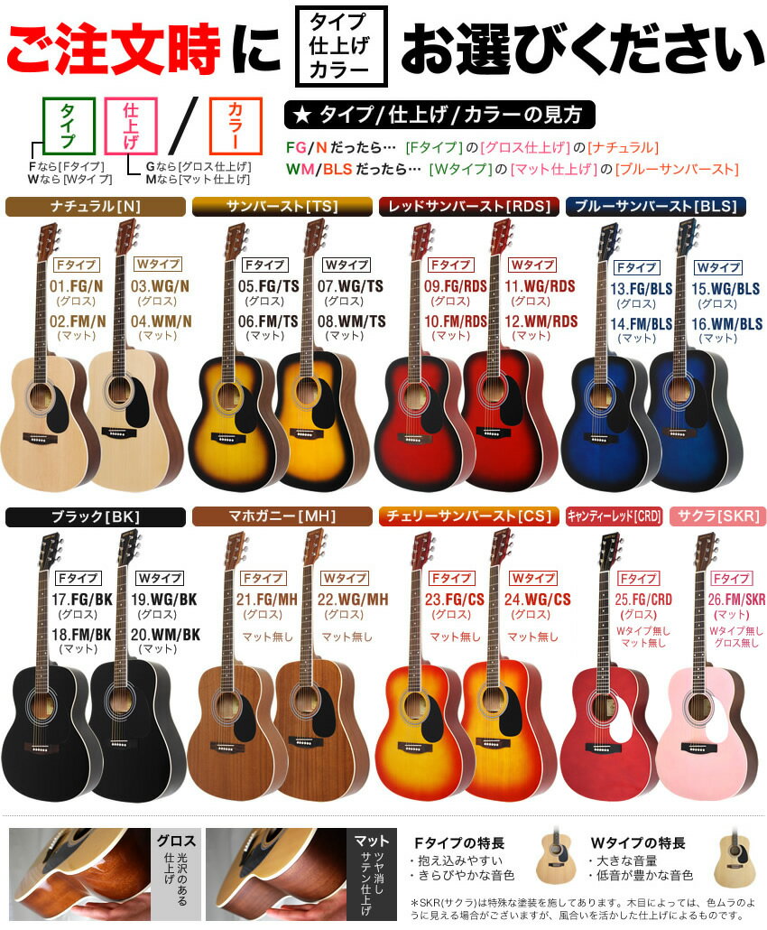 【6月下旬入荷予定】アコースティックギター HONEY BEE W-15/F-15 16点 初心者セット【アコギ 入門セット W15 F15 初心者】【大型】