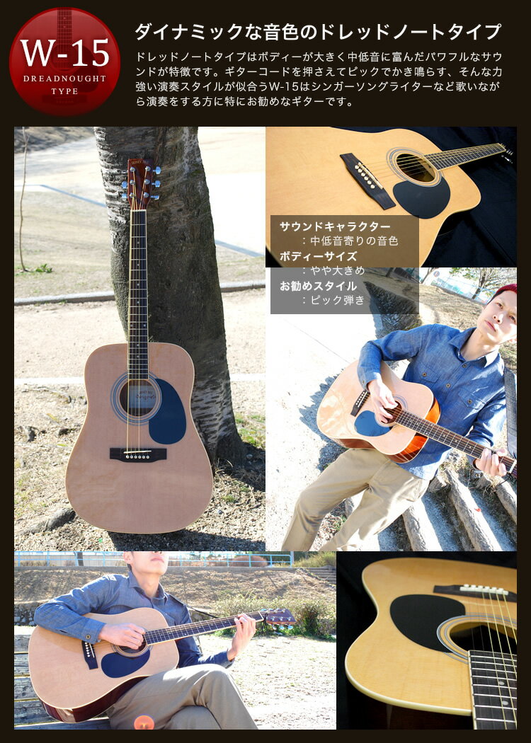 アコースティックギター HONEY BEE W-15/F-15 16点 初心者セット