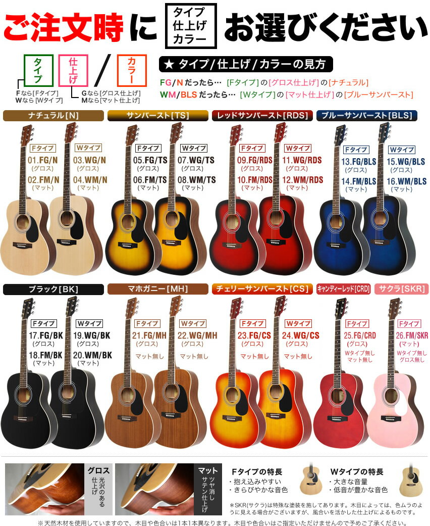 アコースティックギター 16点 初心者セット HONEY BEE W-15/F-15/HJ-18 【 アコギ ギター 入門 W15 F15 プレゼントに最適 】【大型荷物】【5と0のつく日は当店ポイント5倍！】