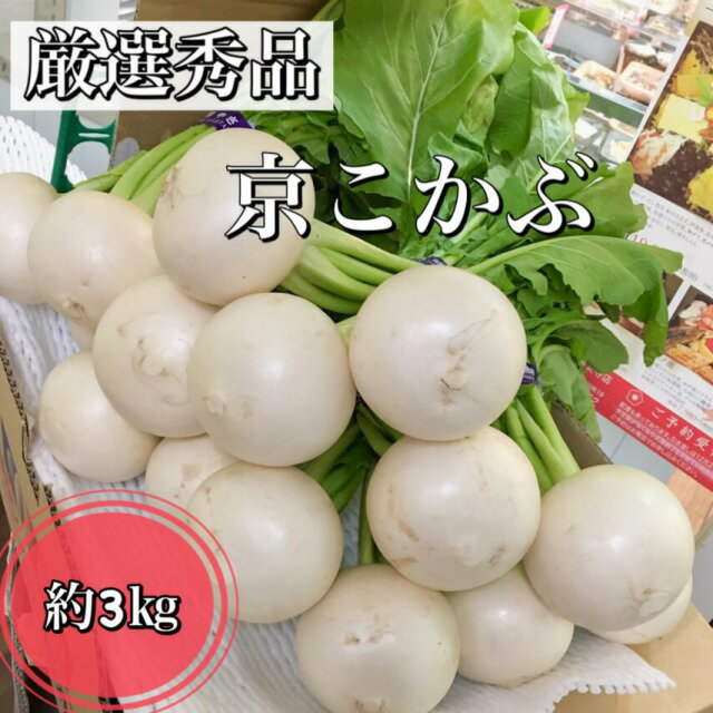 【冬季限定】京こかぶ（葉付） *厳選秀品*京都府産*3kg(4〜10玉)※送料サイズを抑えるため葉は切ってお届けいたします※*お取り寄せ*京野菜ギフトにもおすすめ*ブランド京やさい*贈答*ギフト*感謝*お歳暮*御歳暮*お正月用食材*子かぶ*カブ*誕生日*旬の食材*子株